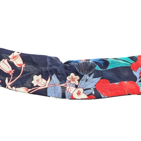 Lane Bryant Faux Wrap Midi Dress Navy Orange Ruffle Flutter Sleeve Size 16 - Picture 10 of 10